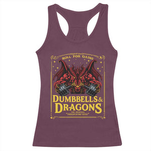 Funny RPG Weightlifting Workout Gym Racerback Tank Top Dumbbells And Dragons The Original Swoleplaying Game TS11 Maroon Print Your Wear