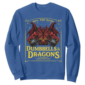 Funny RPG Weightlifting Workout Gym Sweatshirt Dumbbells And Dragons The Original Swoleplaying Game TS11 Royal Blue Print Your Wear