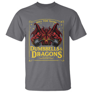 Funny RPG Weightlifting Workout Gym T Shirt - Dumbbells And Dragons The Original Swoleplaying Game TS11 Charcoal Print Your Wear