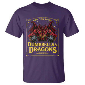 Funny RPG Weightlifting Workout Gym T Shirt - Dumbbells And Dragons The Original Swoleplaying Game TS11 Purple Print Your Wear