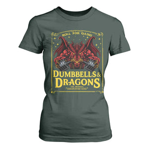 Funny RPG Weightlifting Workout Gym T Shirt For Women Dumbbells And Dragons The Original Swoleplaying Game TS11 Dark Forest Green Print Your Wear