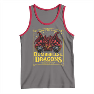 Funny RPG Weightlifting Workout Gym Tank Top Dumbbells And Dragons The Original Swoleplaying Game TS11 Deep Heather Red Print Your Wear