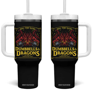 Funny RPG Weightlifting Workout Gym Tumbler With Handle Dumbbells And Dragons The Original Swoleplaying Game TS11 One Size: 40 oz Black Print Your Wear