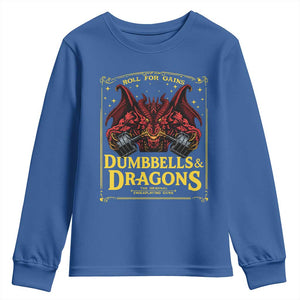 Funny RPG Weightlifting Workout Gym Youth Sweatshirt Dumbbells And Dragons The Original Swoleplaying Game TS11 Royal Blue Print Your Wear