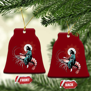Funny Christian Prawn Ceramic Ornament Retro Jesus Riding A Shrimp Meme TS11 Print Your Wear