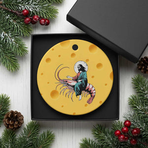 Funny Christian Prawn Ceramic Ornament Retro Jesus Riding A Shrimp Meme TS11 1pc Yellow Cheese Print Your Wear