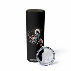 Funny Christian Prawn Skinny Tumbler Retro Jesus Riding A Shrimp Meme TS11 Print Your Wear