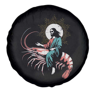 Funny Christian Prawn Spare Tire Cover Retro Jesus Riding A Shrimp Meme TS11 Print Your Wear