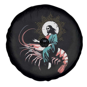 Funny Christian Prawn Spare Tire Cover Retro Jesus Riding A Shrimp Meme TS11 Print Your Wear