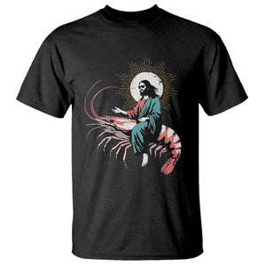Funny Christian Prawn T Shirt Retro Jesus Riding A Shrimp Meme TS11 Black Print Your Wear