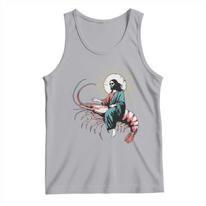 Funny Christian Prawn Tank Top Retro Jesus Riding A Shrimp Meme TS11 Athletic Heather Print Your Wear