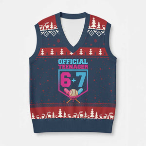 Funny 67 Baseball 13th Birthday V-Neck Knit Sweater Vest Ice Cream Drip 13th Bday Official Teenager TS11 Navy Red Print Your Wear