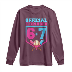 Funny 67 Baseball 13th Birthday Long Sleeve Shirt Ice Cream Drip 13th Bday Official Teenager TS11 Maroon Print Your Wear