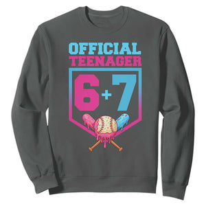 Funny 67 Baseball 13th Birthday Sweatshirt Ice Cream Drip 13th Bday Official Teenager TS11 Dark Heather Print Your Wear
