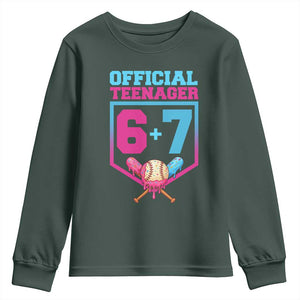 Funny 67 Baseball 13th Birthday Youth Sweatshirt Ice Cream Drip 13th Bday Official Teenager TS11 Dark Forest Green Print Your Wear
