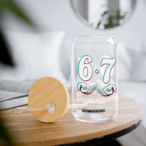 Funny 67 13th Birthday Glass Can 6 7 Thirteen Year Old Official Teenager Hands TS11 Print Your Wear