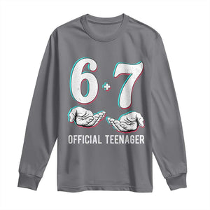 Funny 67 13th Birthday Long Sleeve Shirt 6 7 Thirteen Year Old Official Teenager Hands TS11 Charcoal Print Your Wear