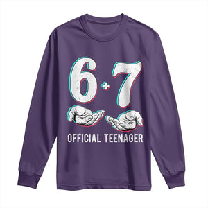 Funny 67 13th Birthday Long Sleeve Shirt 6 7 Thirteen Year Old Official Teenager Hands TS11 Purple Print Your Wear