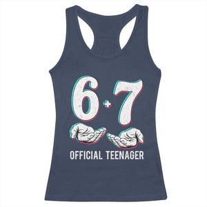 Funny 67 13th Birthday Racerback Tank Top 6 7 Thirteen Year Old Official Teenager Hands TS11 Navy Print Your Wear