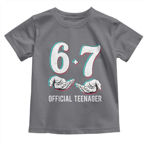 Funny 67 13th Birthday Toddler T Shirt 6 7 Thirteen Year Old Official Teenager Hands TS11 Charcoal Print Your Wear