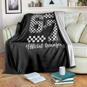 Funny 67 13th Birthday Throw Blanket Thirteen Official Teenager Six Seven Meme Groovy Checkered TS11 Print Your Wear