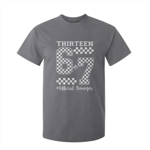 Funny 67 13th Birthday T Shirt For Kid Thirteen Official Teenager Six Seven Meme Groovy Checkered TS11 Charcoal Print Your Wear