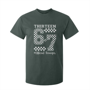Funny 67 13th Birthday T Shirt For Kid Thirteen Official Teenager Six Seven Meme Groovy Checkered TS11 Dark Forest Green Print Your Wear