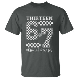 Funny 67 13th Birthday T Shirt Thirteen Official Teenager Six Seven Meme Groovy Checkered TS11 Dark Heather Print Your Wear