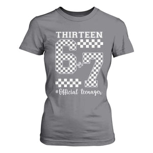 Funny 67 13th Birthday T Shirt For Women Thirteen Official Teenager Six Seven Meme Groovy Checkered TS11 Charcoal Print Your Wear
