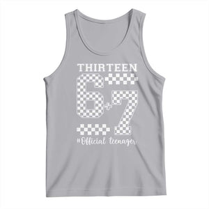 Funny 67 13th Birthday Tank Top Thirteen Official Teenager Six Seven Meme Groovy Checkered TS11 Athletic Heather Print Your Wear