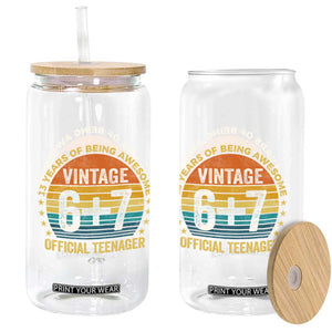 Funny 67 13th Birthday Glass Can Official Teenager 13 Years Of Being Awesome TS11 Print Your Wear