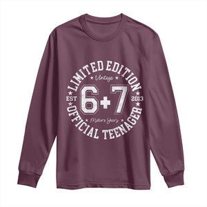 Funny 67 13th Birthday Long Sleeve Shirt Est 2013 Limited Edition Official Teenager TS11 Maroon Print Your Wear