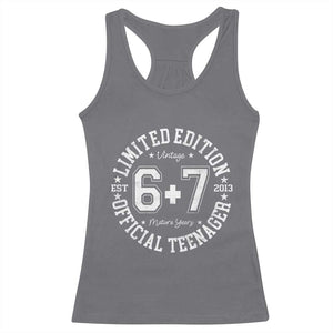 Funny 67 13th Birthday Racerback Tank Top Est 2013 Limited Edition Official Teenager TS11 Charcoal Print Your Wear