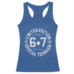 Funny 67 13th Birthday Racerback Tank Top Est 2013 Limited Edition Official Teenager TS11 Royal Blue Print Your Wear