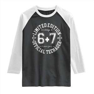Funny 67 13th Birthday Raglan Shirt Est 2013 Limited Edition Official Teenager TS11 Black White Print Your Wear