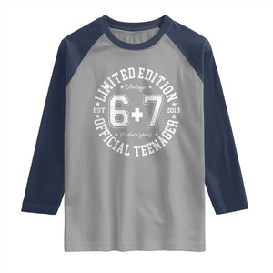 Funny 67 13th Birthday Raglan Shirt Est 2013 Limited Edition Official Teenager TS11 Sport Gray Navy Print Your Wear