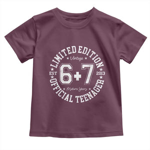 Funny 67 13th Birthday Toddler T Shirt Est 2013 Limited Edition Official Teenager TS11 Maroon Print Your Wear