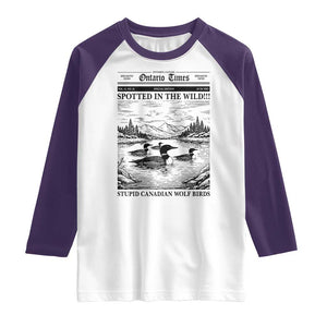 Funny Stupid Canadian Wolf Bird Raglan Shirt Funny Common Loon Newspaper LGBT Hockey TS11 White Purple Print Your Wear