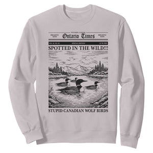 Funny Stupid Canadian Wolf Bird Sweatshirt Funny Common Loon Newspaper LGBT Hockey TS11 Ice Gray Print Your Wear