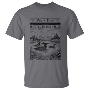 Funny Stupid Canadian Wolf Bird T Shirt Funny Common Loon Newspaper LGBT Hockey TS11 Charcoal Print Your Wear
