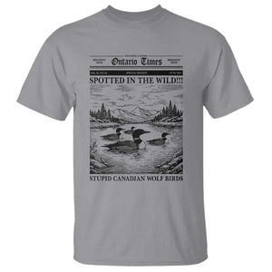 Funny Stupid Canadian Wolf Bird T Shirt Funny Common Loon Newspaper LGBT Hockey TS11 Sport Gray Print Your Wear