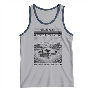Funny Stupid Canadian Wolf Bird Tank Top Funny Common Loon Newspaper LGBT Hockey TS11 Athletic Heather Navy Print Your Wear