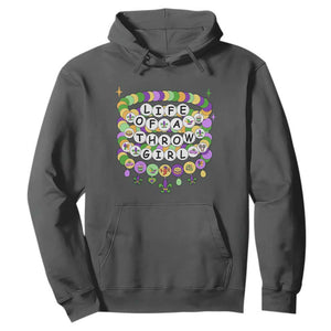 Funny Mardi Gras Throw Girl Life Hoodie Friendship Bracelet Beads TS11 Dark Heather Print Your Wear