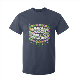 Funny Mardi Gras Throw Girl Life T Shirt For Kid Friendship Bracelet Beads TS11 Navy Print Your Wear