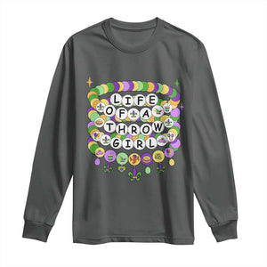Funny Mardi Gras Throw Girl Life Long Sleeve Shirt Friendship Bracelet Beads TS11 Dark Heather Print Your Wear