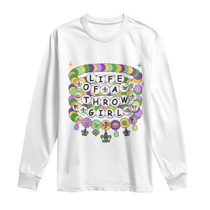 Funny Mardi Gras Throw Girl Life Long Sleeve Shirt Friendship Bracelet Beads TS11 White Print Your Wear