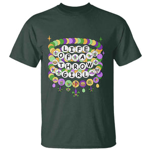 Funny Mardi Gras Throw Girl Life T Shirt Friendship Bracelet Beads TS11 Dark Forest Green Print Your Wear