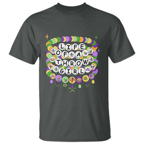 Funny Mardi Gras Throw Girl Life T Shirt Friendship Bracelet Beads TS11 Dark Heather Print Your Wear