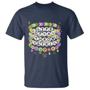 Funny Mardi Gras Throw Girl Life T Shirt Friendship Bracelet Beads TS11 Navy Print Your Wear