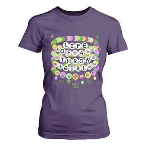 Funny Mardi Gras Throw Girl Life T Shirt For Women Friendship Bracelet Beads TS11 Purple Print Your Wear